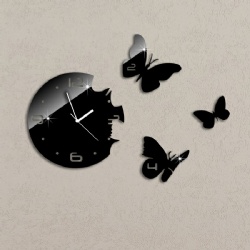 Butterflies Art Mordern Luxury 3D Crystal Mirror Wall Clocks