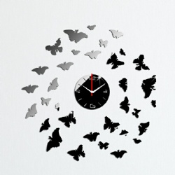 Acrylic self adhesive sticker wall clock with many butterflies