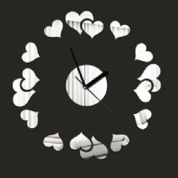 Self-adhesive heart acrylic mirror stickers Clock for promotion