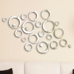 DIY Mirror Effect Circles Rounds Reflective Wall Stickers Home Living Room Decoration