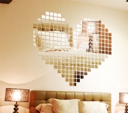 2cm*2cm Mosaic DIY Heart Love Smile Map Pattern Crystal Reflective Mirror Wall Stickers
