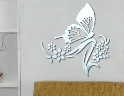 New Design Mirror Wall Sticker Luxury Butterfly Flower Vine Children Room Wall Decoration