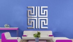 Silver Rectangle Line 3D Wall Stickers Home Decoration