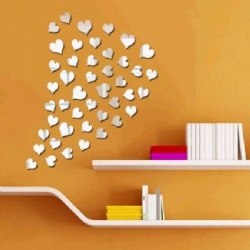 Removable Silver Love Hearts Different Creative Acrylic Wall Stickers