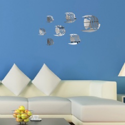 Fish Home Living Room Decoration Acrylic Mirror Wall Sticker