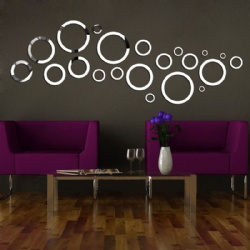 Circles Mirror Acrylic 3D DIY Removable Decal Art Wall Sticker Home Decoration Mural Gift
