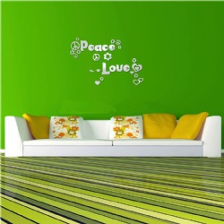 Multi-pcs 3D Peace Love Letter Flower DIY Acrylic Removable Decor Mirror Surface Crystal Wall Stickers