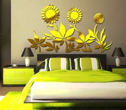 Gold Sunflowers Art DIY 3D Beautiful Design Wall Stickers