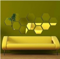 Hexagonal Hexagon  Squares DIY Patterns TV Background Decor Mirror Surface Crystal Wall Stickers
