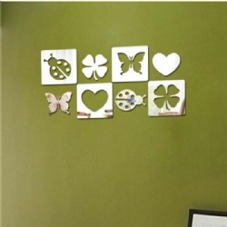 Heart Butterfly Clover Ladybug DIY Patterns TV Background Wall Stickers