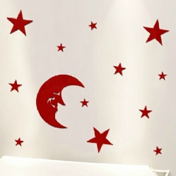 Moon and Twinkle Stars Wall Decor Stickers for Kids