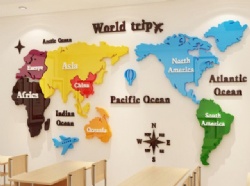 DIY World Map Creative Acrylic 3D Wall Stickers