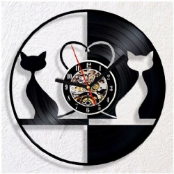 3D Record Clock ,Cat Design Vinyl Record Hanging Wall Clock