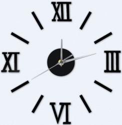Roman Numbers 3D Wall Sticker Home Office Decor Clock, Moden Quartz Wall Clock