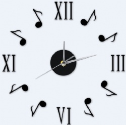 Music Notes Roman Numbers Digital Wall Clock 3D DIY Vintage Retro Wall Clock