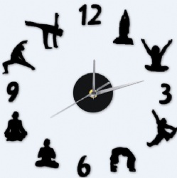 Yoga Figure Arabic Numbers DIY Wall Clock Modern Decign Home Decor 3D Wall Clock