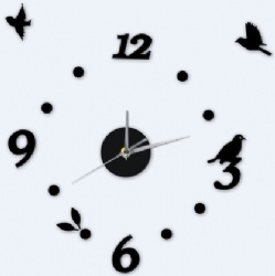 Freely Flying Birds Digital Arabic Numbers Dot DIY Self-adhensive Wall Clock