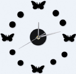 Vintage DIY Butterfly Dots Self-adhensive Home Decor Wall Clock