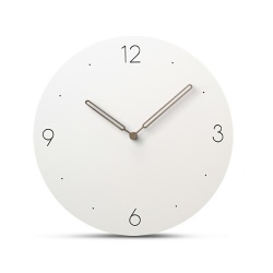 European Slient MDF Wooden Wall Clock Modern Design White Round Moistureproof Hanging Clock